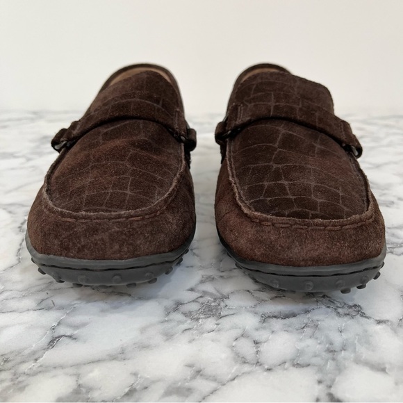 Born croc Embossed brown suede loafers unisex men’s size 9.5 women’s size 10.5 - Picture 3 of 12